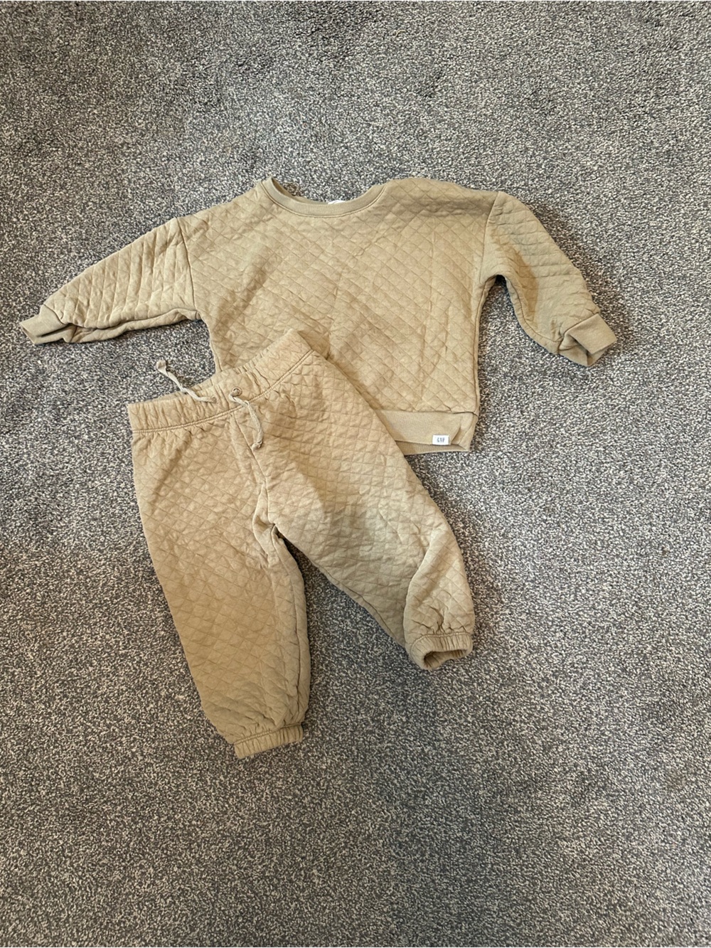 GAP Quilted Cream Sweatpants - Neutral Beige Set